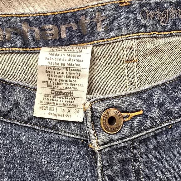 Carhartt Women's Boot Cut Jeans - Blue with Gold Stitching - Picture 5 of 7